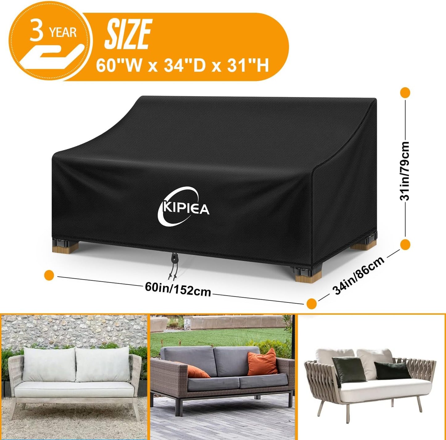 Funda sofá patio 2 plazas impermeable anti UV