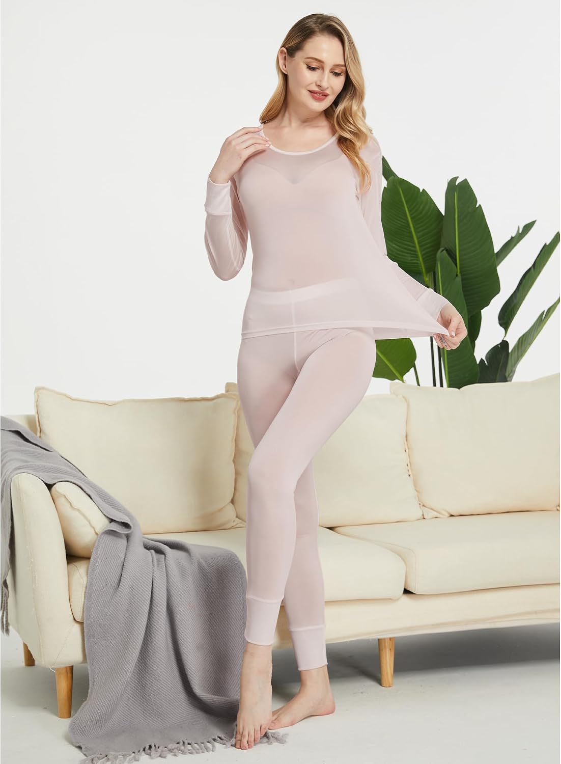 Conjunto ropa interior térmica seda morera mujer