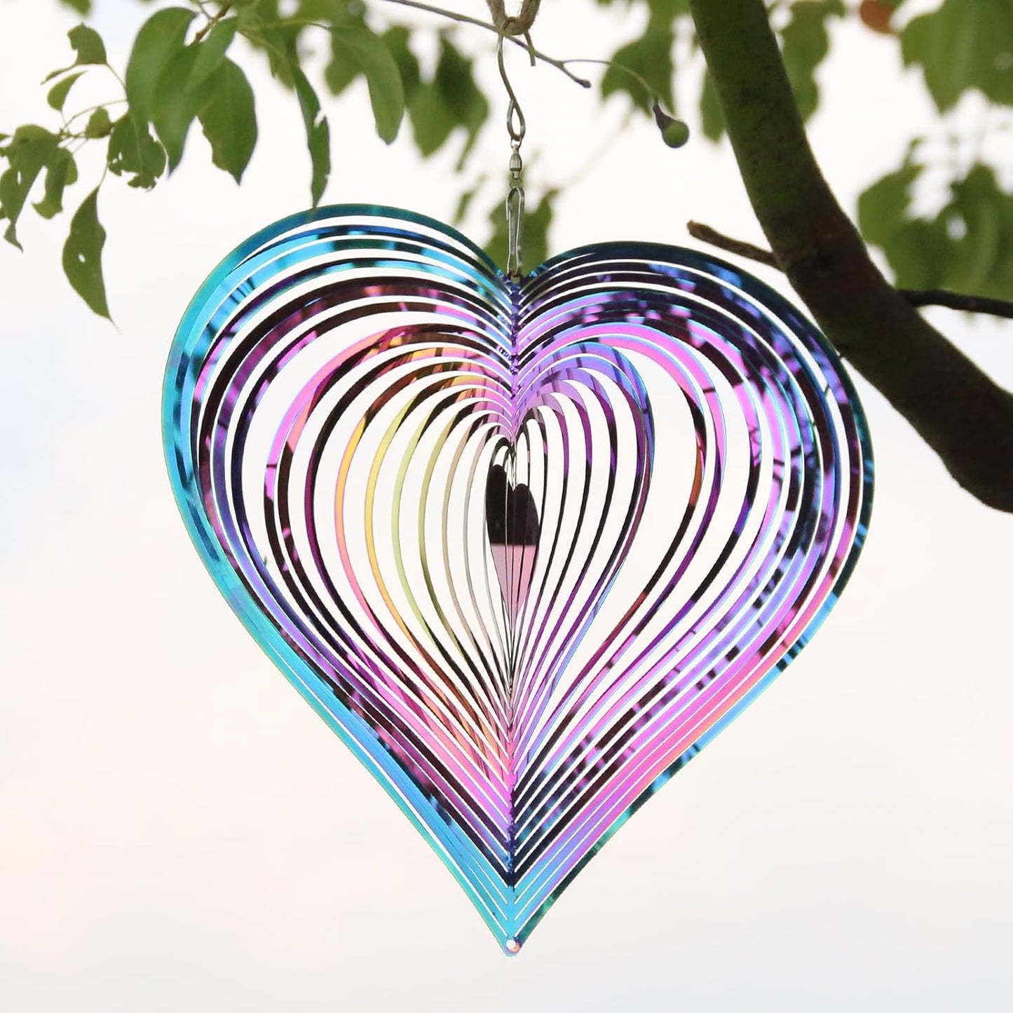 Molinillos viento decoración jardín 10pulg corazón morado