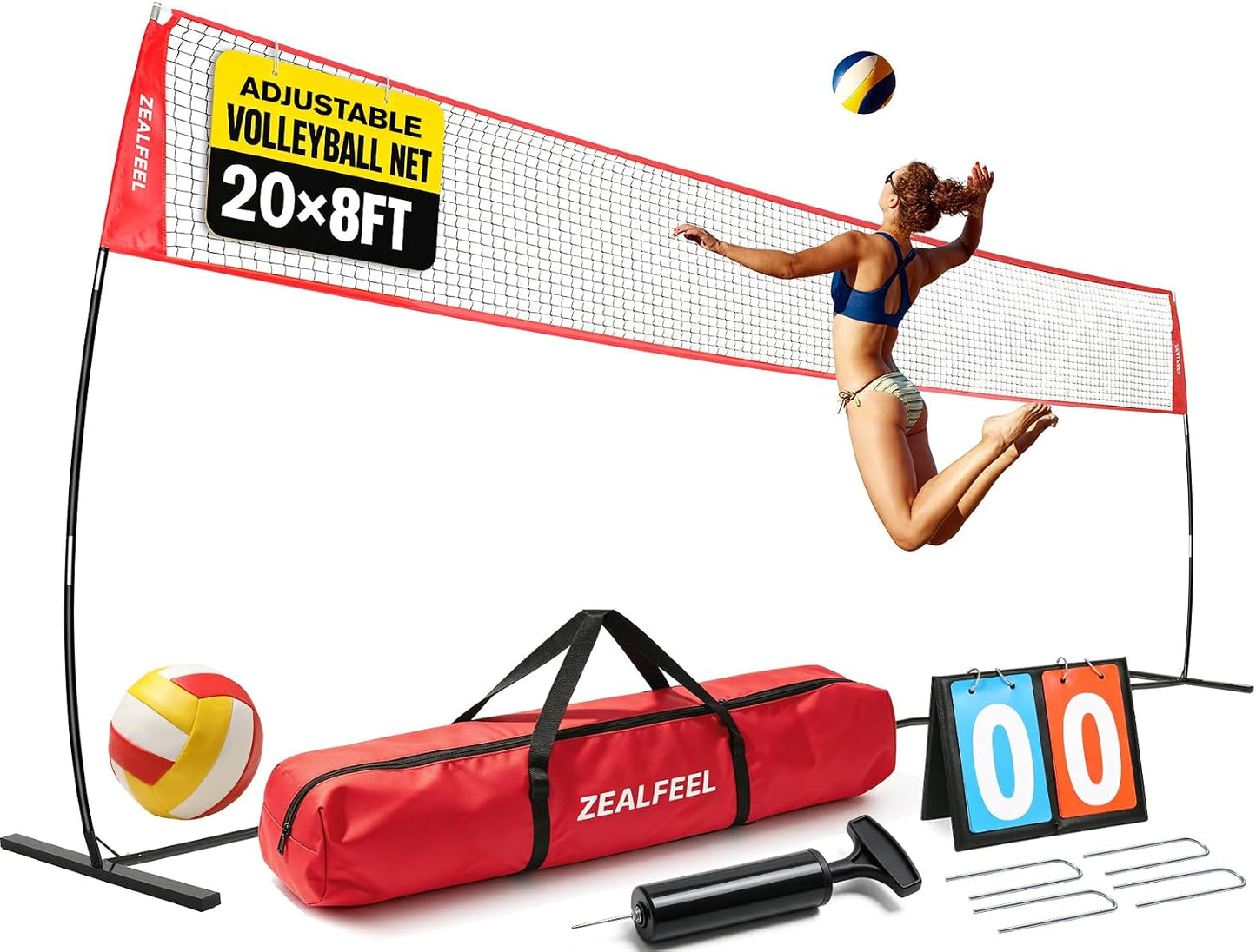 Red voleibol 12x20ft ajustable para patio trasero