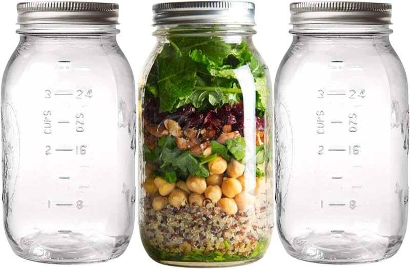 Frascos Mason 32oz 3 Pzas con Tapas Airtight