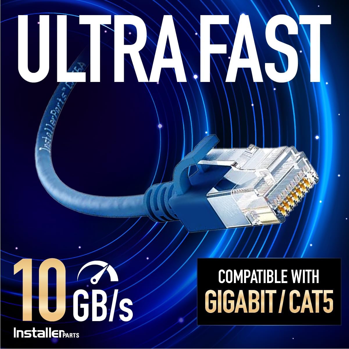 Cable Ethernet Cat6A Slim UTP 7ft pack 10 azul 10Gbps 550MHz