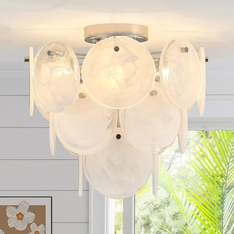 Lámpara techo cristal empotrado acabado cromado 4 luces