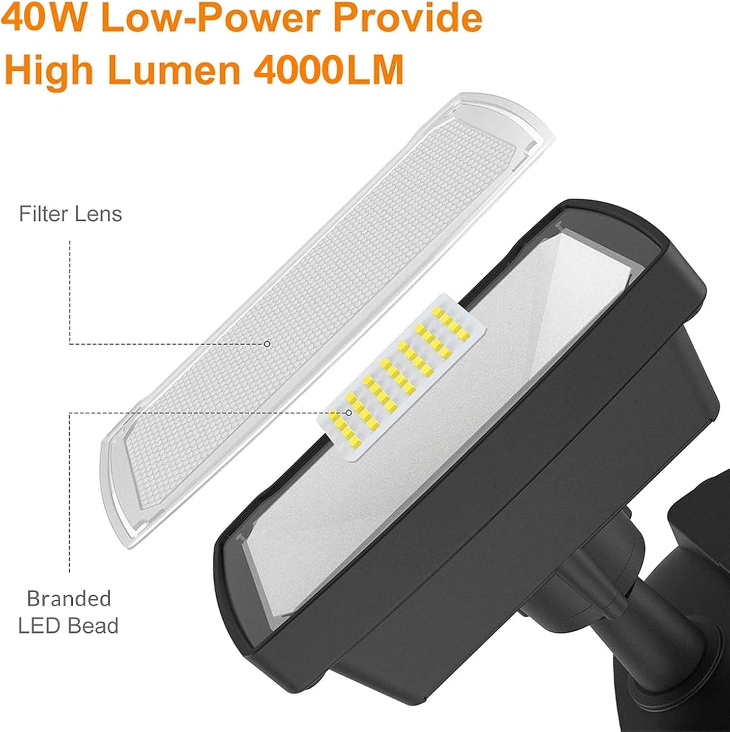 Luces LED seguridad sensor movimiento 40W 72ft IP65