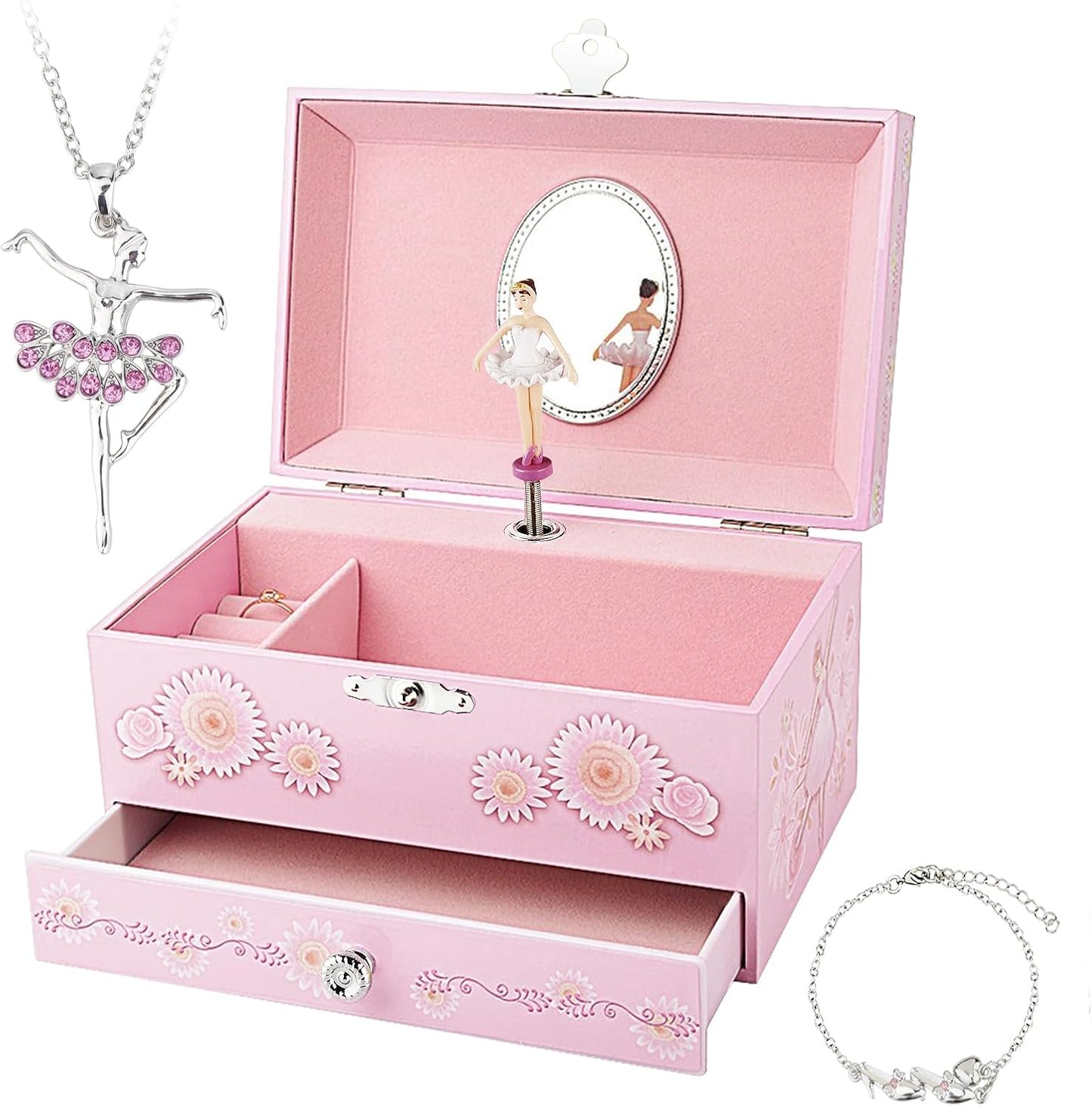 Caja joyería musical niña tema bailarina Rosa