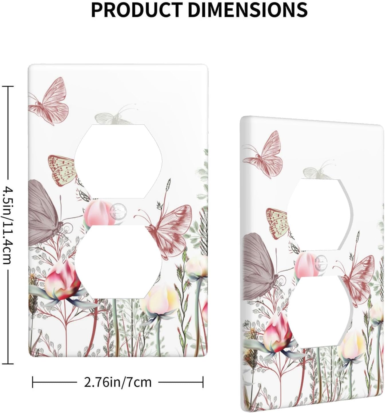 Placa mariposa flores vintage rosa interruptor luz