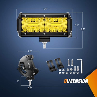 Barra luz LED 6.5pulg 120W triple fila para auto 4x4