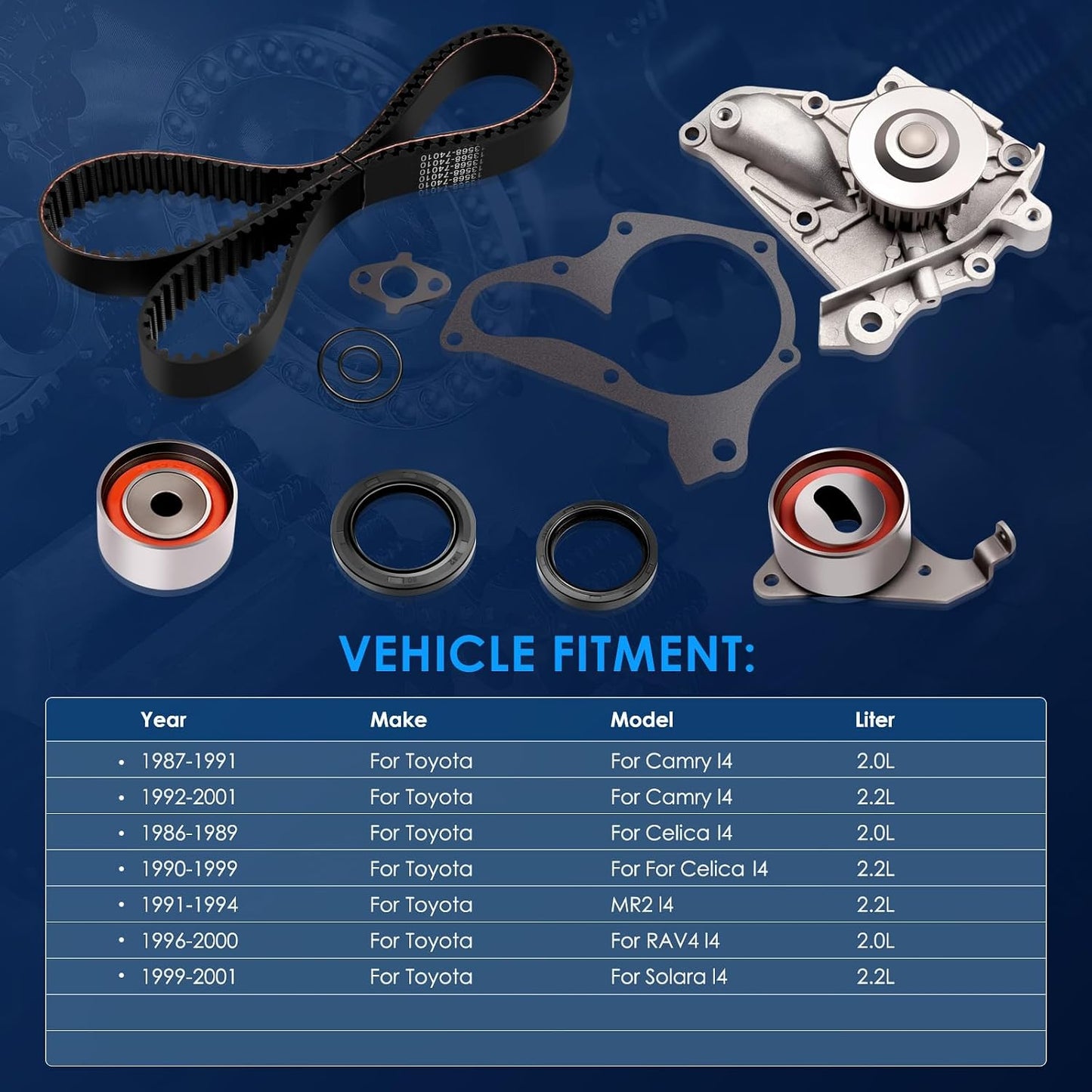 Correa dentada bomba agua kit Toyota 87-01 2.0L 2.2L DOHC