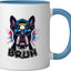 Taza Cerámica Bruh Sarcastica Perros Boston Terrier Azul Blanco
