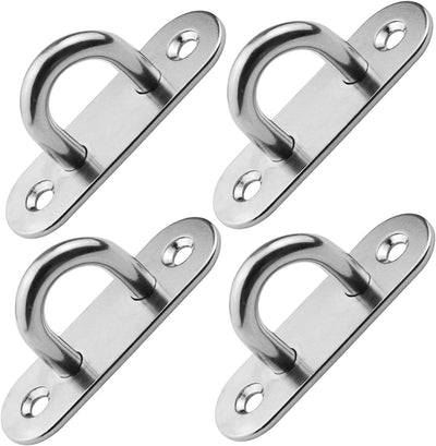4 Pzas Gancho Techo Acero Inox 3.1" Placa Ojo