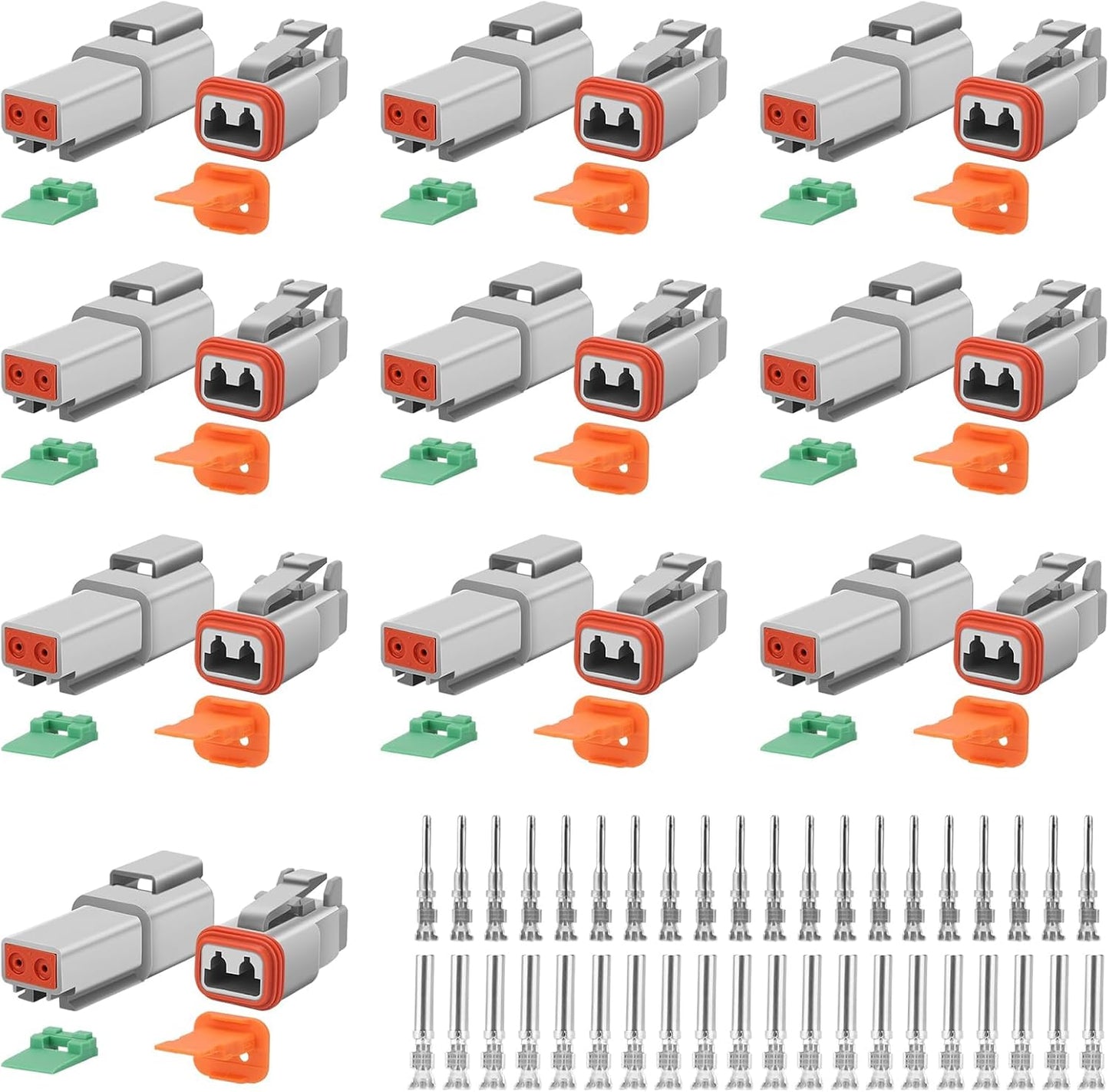 Set 10 conectores 2 pines DT 16-22AWG impermeables