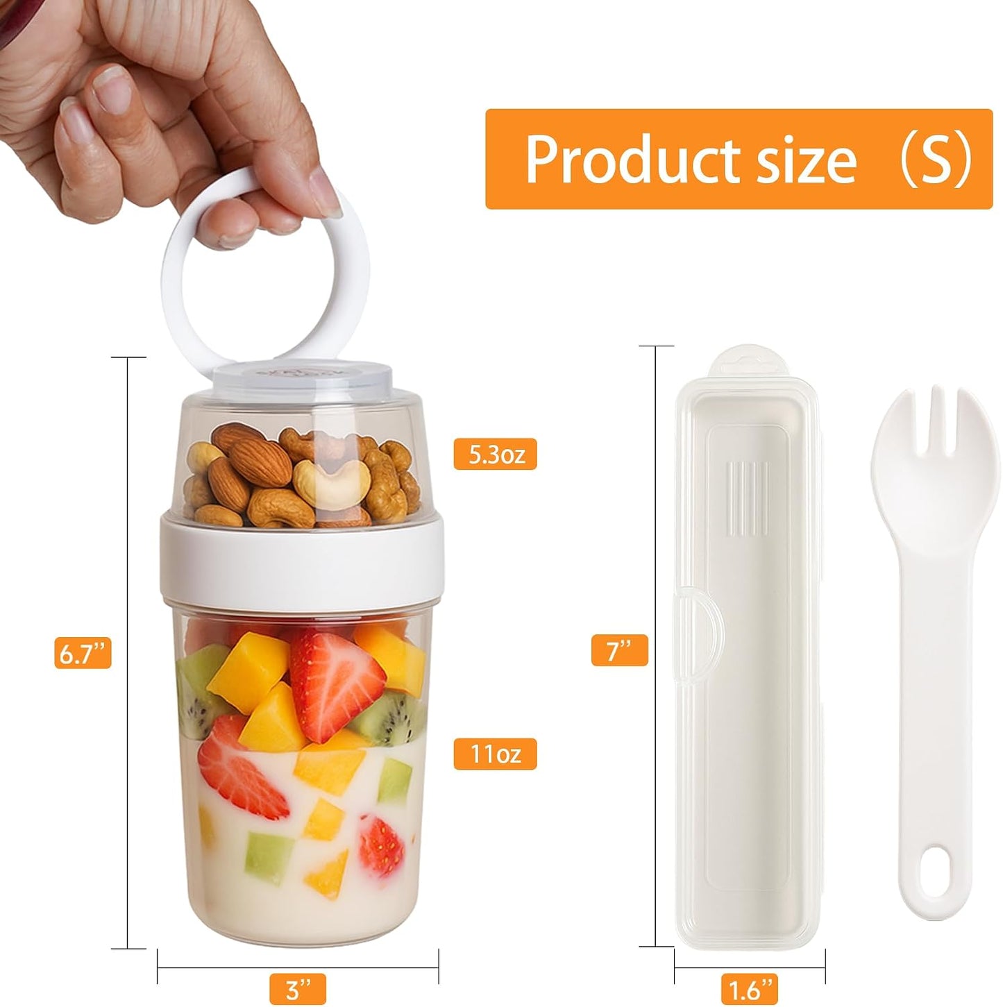 Vasos parfait reutilizables con tapa y cuchara 2 capas