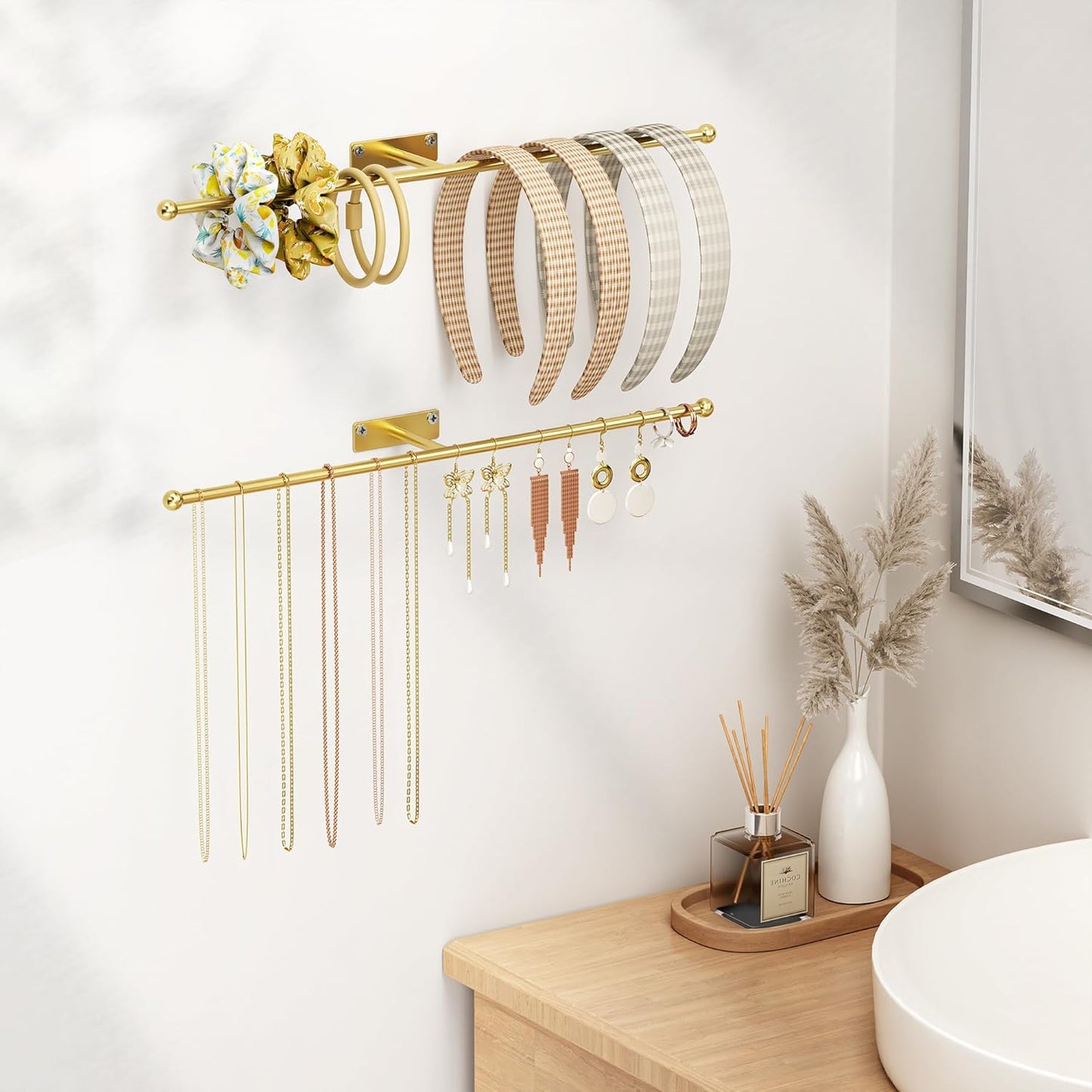 Soporte joyas colgar pared 12.6" pack 2 dorado
