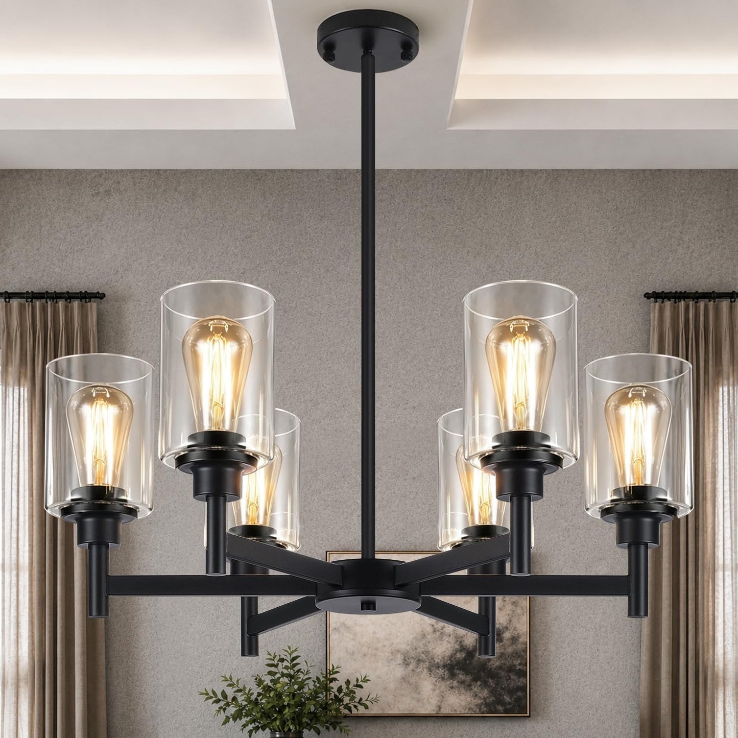Candelabros negros 6 lámparas comedor vidrio