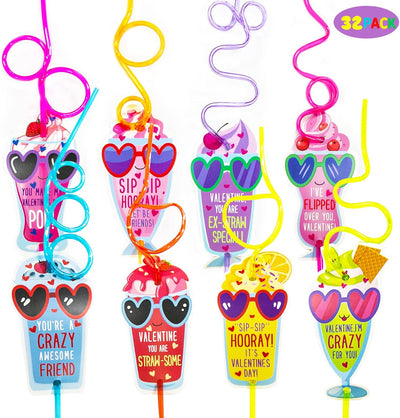 Juego 32 pajitas locas para niños San Valentín