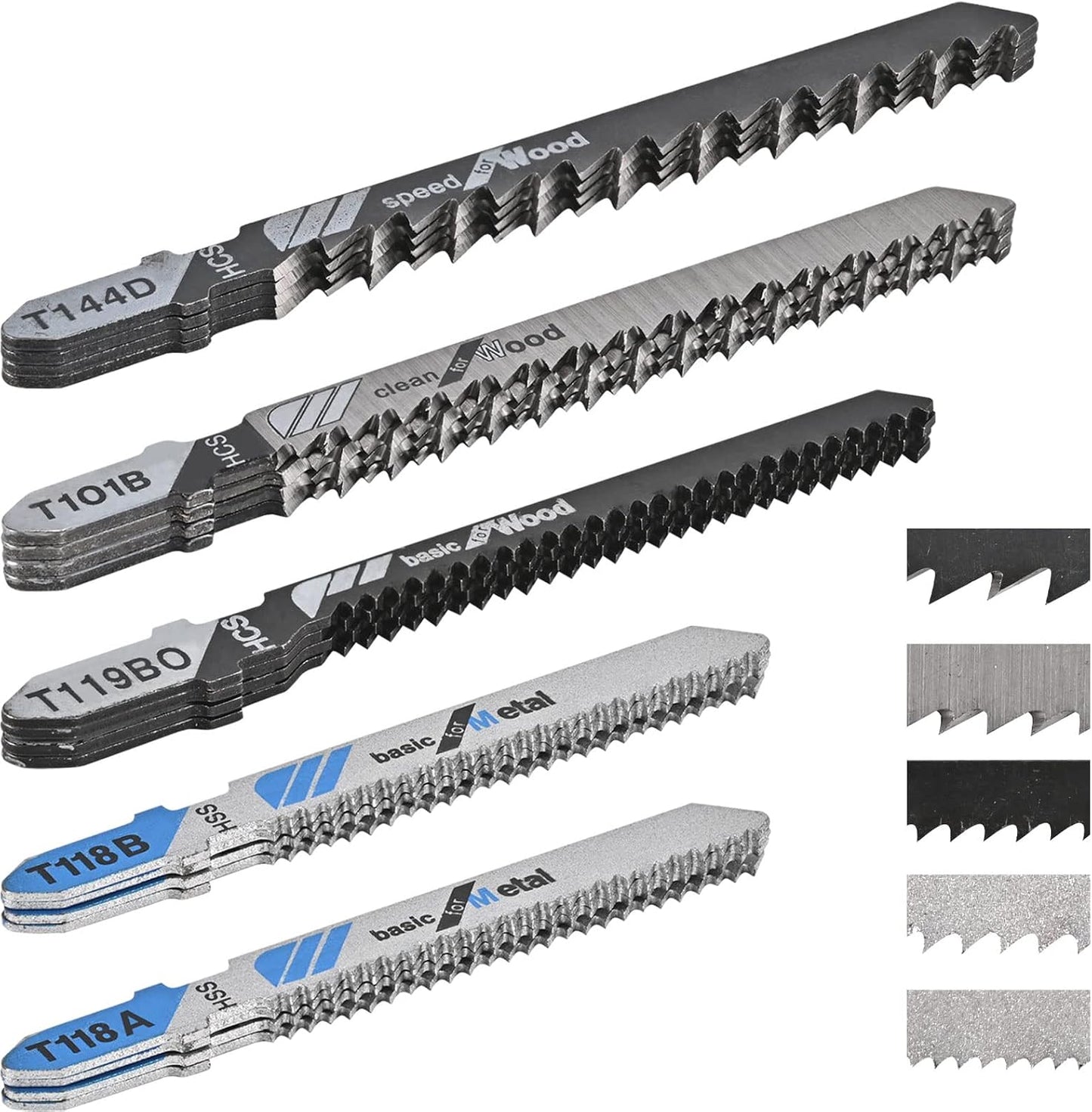 Set 20 hojas sierra calar repuesto vástago T para madera y metal