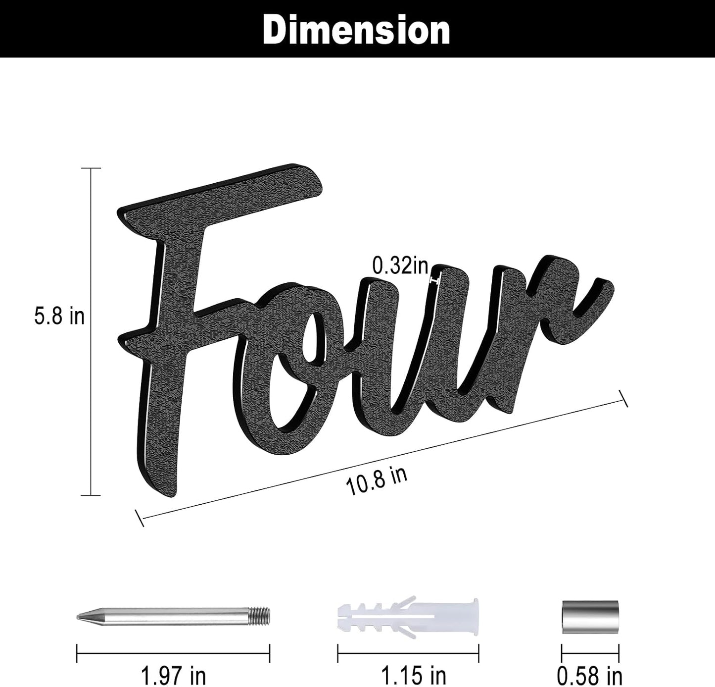 Números de casa flotantes 6pulg plástico ABS negro resistente