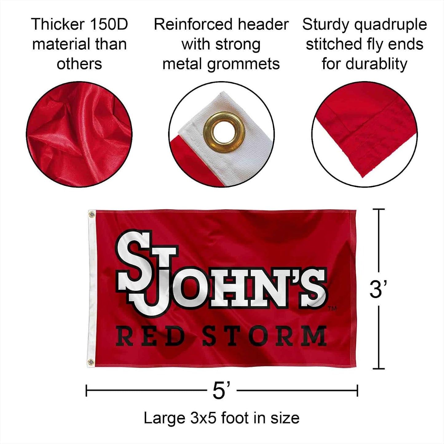 Bandera roja grande 3x5 co. st. johns