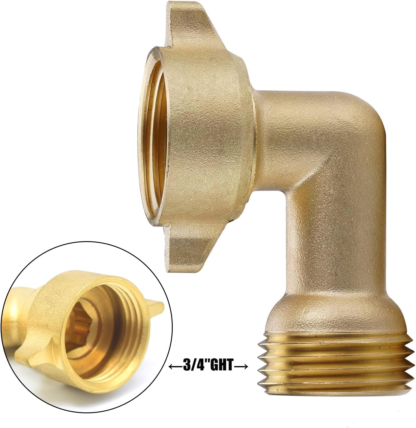 Conector manguera jardín de latón 3/4pulg codo 90 grados