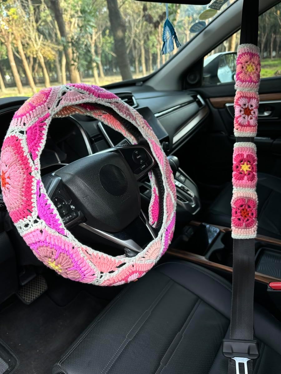 Funda volante flores arco iris accesorios auto mujer