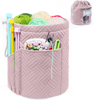 Bolsa hilo ganchillo con cordón y bolsillo accesorios