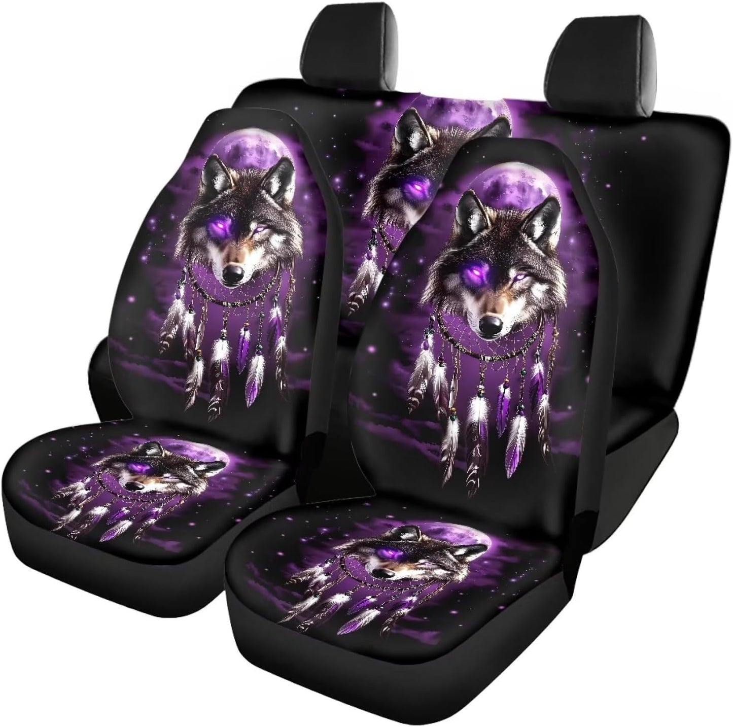 Fundas asiento coche diseño lobo 4 Pzas tela elástica