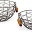 Cestas huevos alambre asas madera vintage set 2