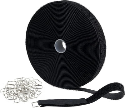 Cinta gancho y bucle 32.8ft con 50 hebillas metal