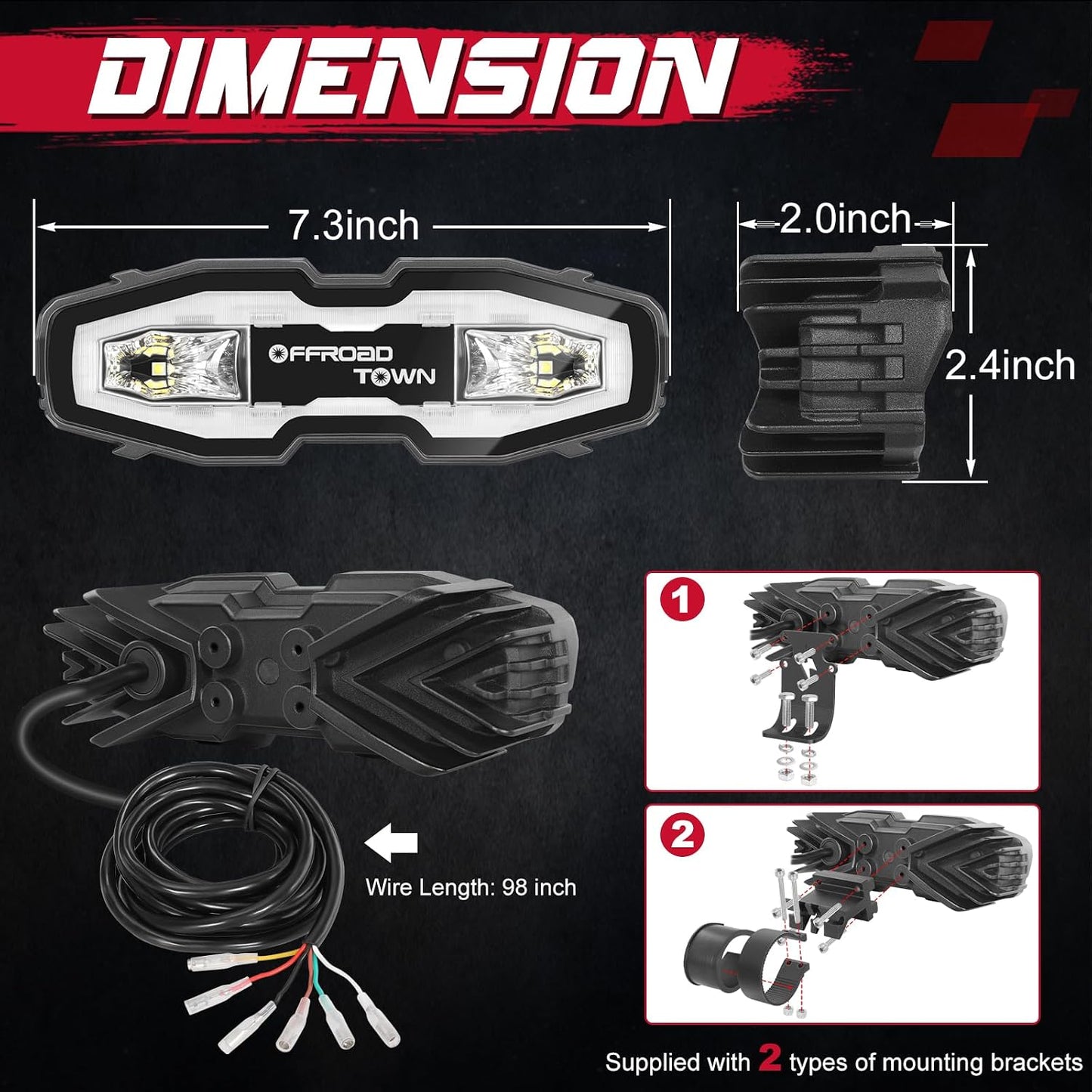 Luz persecución UTV LED 5 modos Jeep Polaris Honda