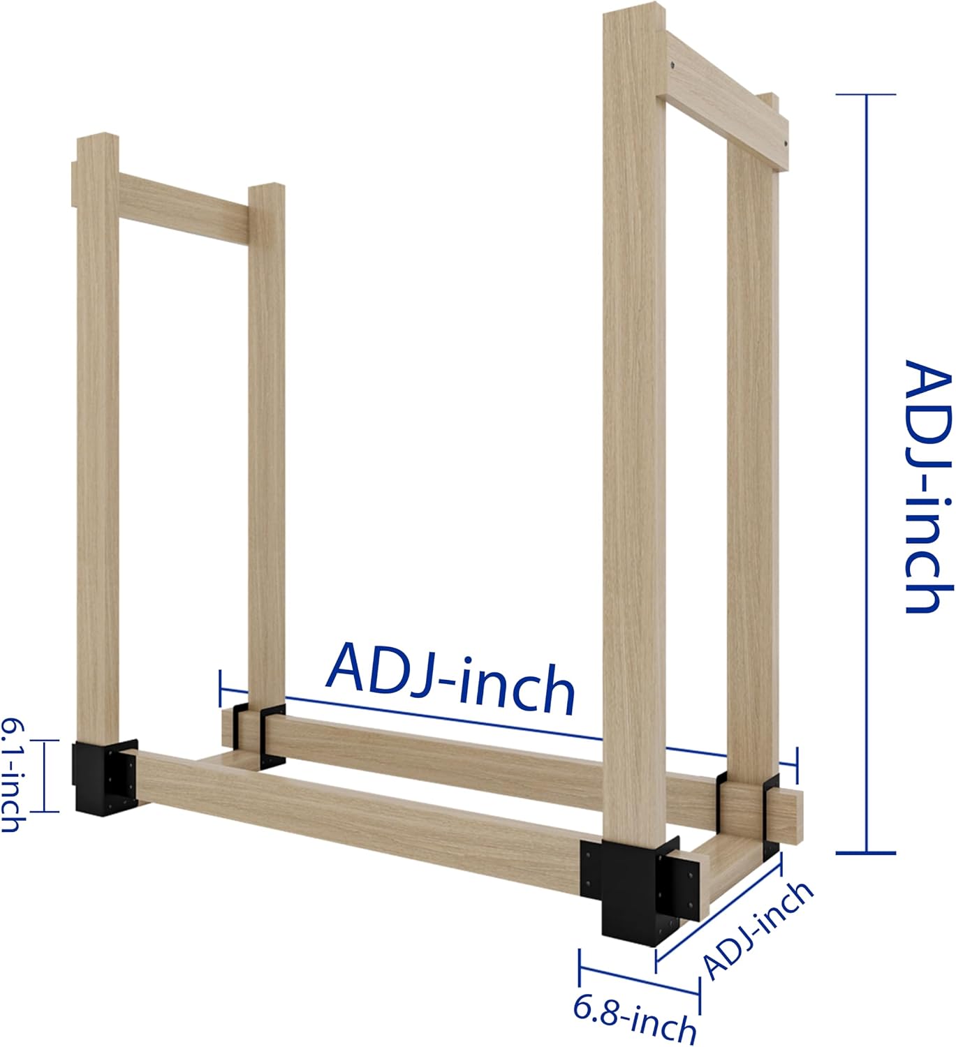 Kit 4 soportes leña acero recubierto ajustable