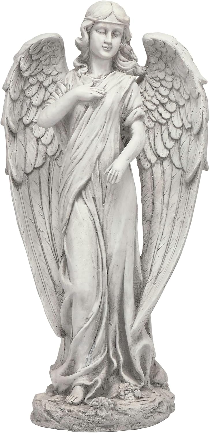 Estatua ángel arte jardín 79cm gris claro