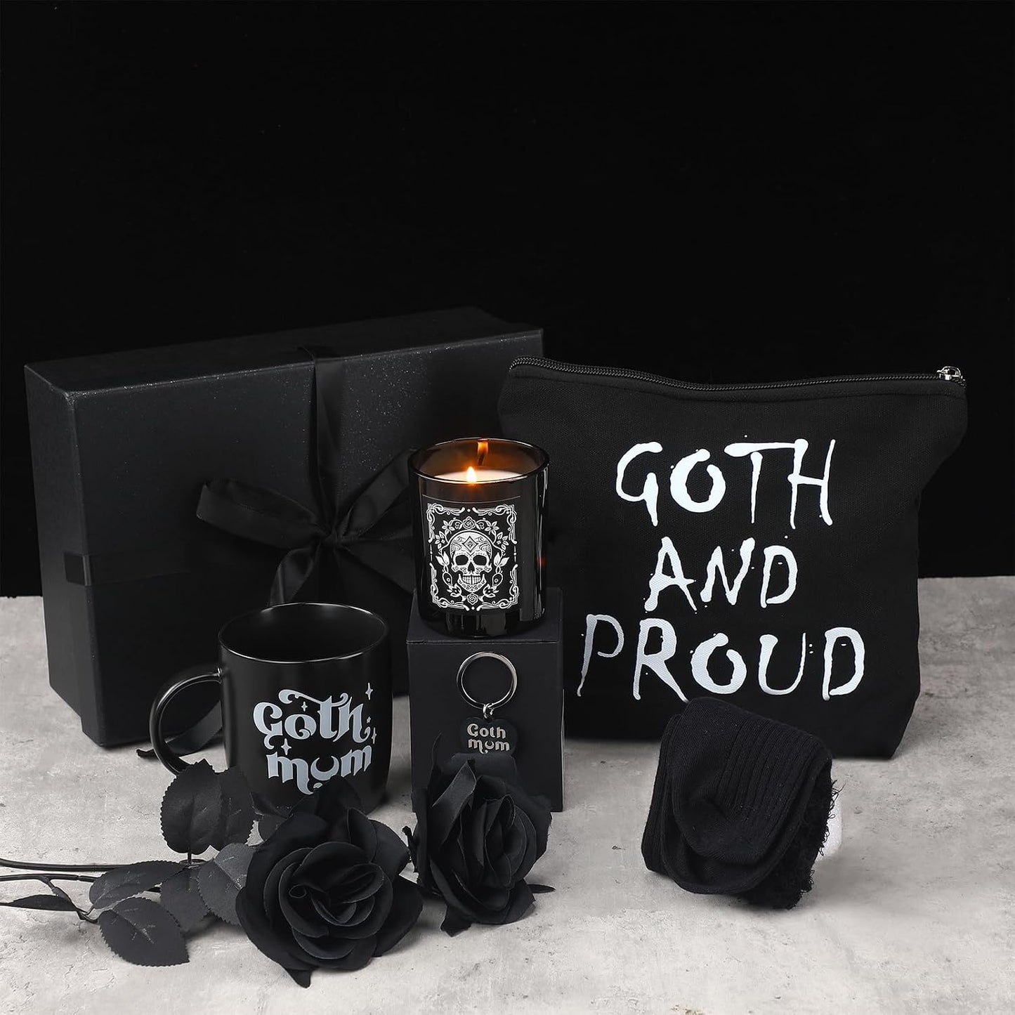 Set 8 regalos góticos para mamá caja taza café velas