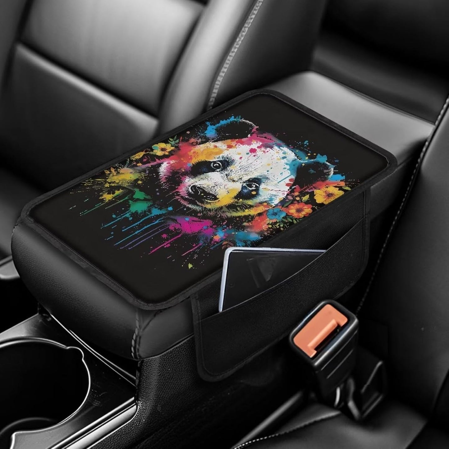 Funda reposabrazos coche patrón panda suave con 2 bolsas