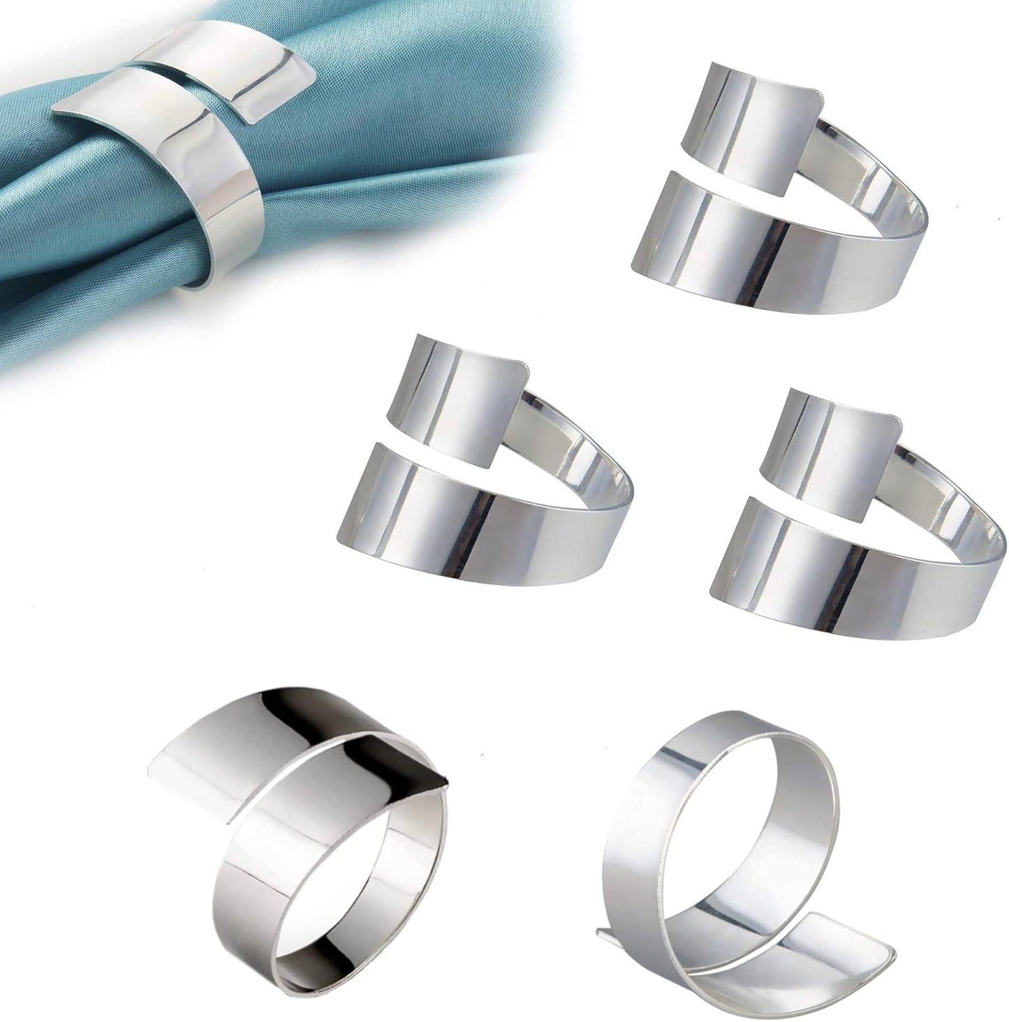 Set 6 servilleteros metal plateado para fiestas