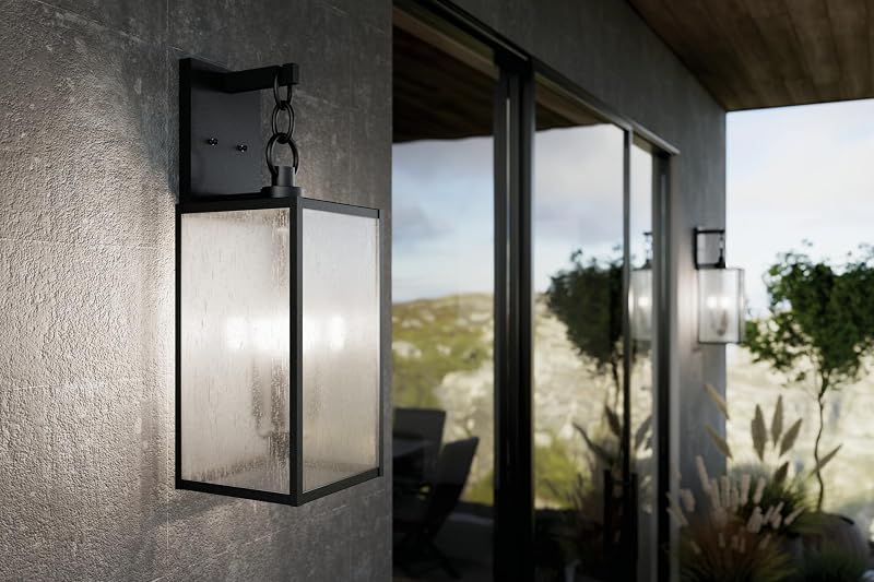 Farol exterior 26pulg vidrio transparente negro texturizado