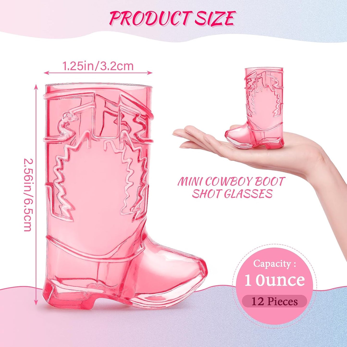 12 Pzas Vasos Chupito Bota Vaquero Reutilizables