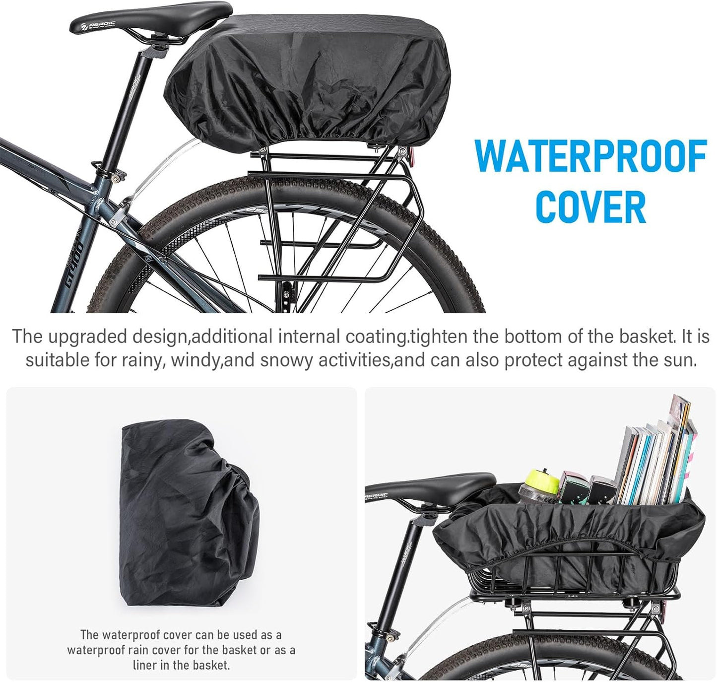 Cesta trasera bicicleta aluminio malla impermeable