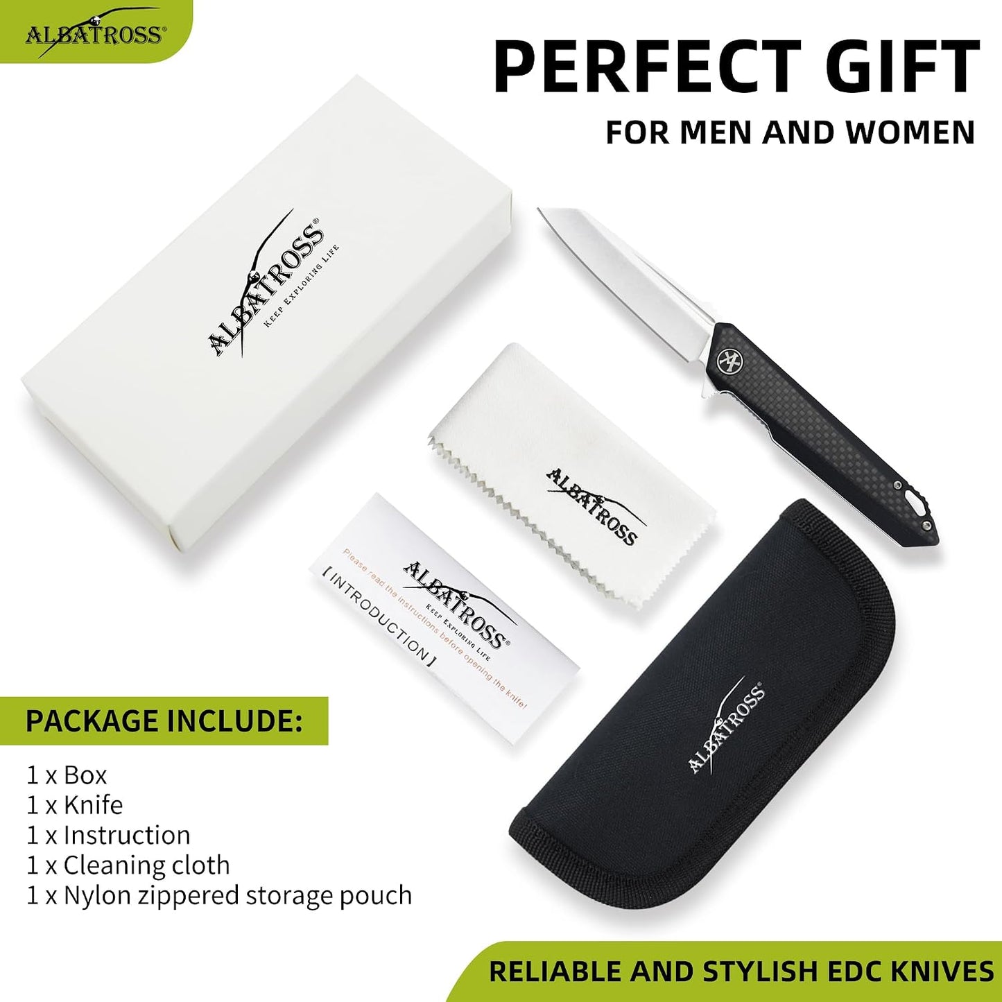 Cuchillo plegable EDC acero D2 mango G10 fibra carbono