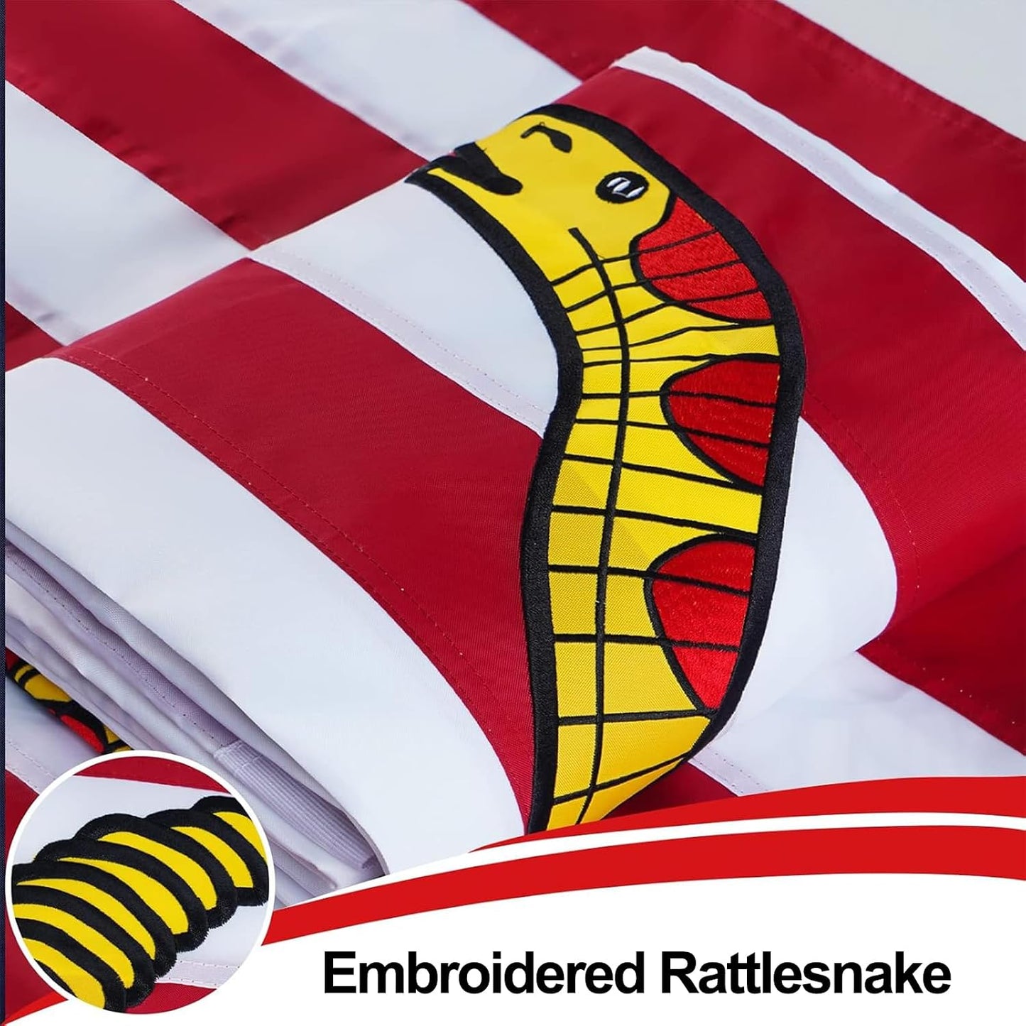 Bandera bordada Gadsden doble cara 2x3ft ojales latón