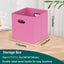 Cubos almacenamiento plegables tela asas dobles set 3 rosa