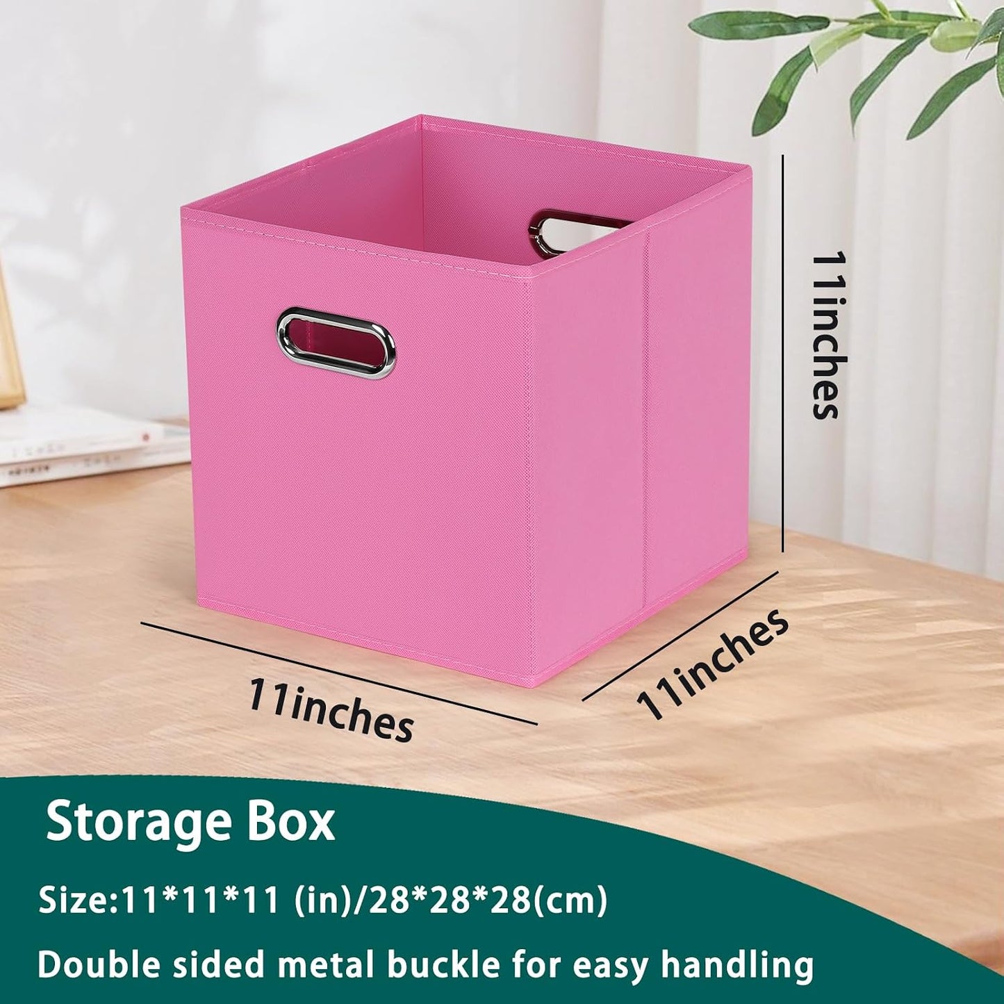 Cubos almacenamiento plegables tela asas dobles set 3 rosa