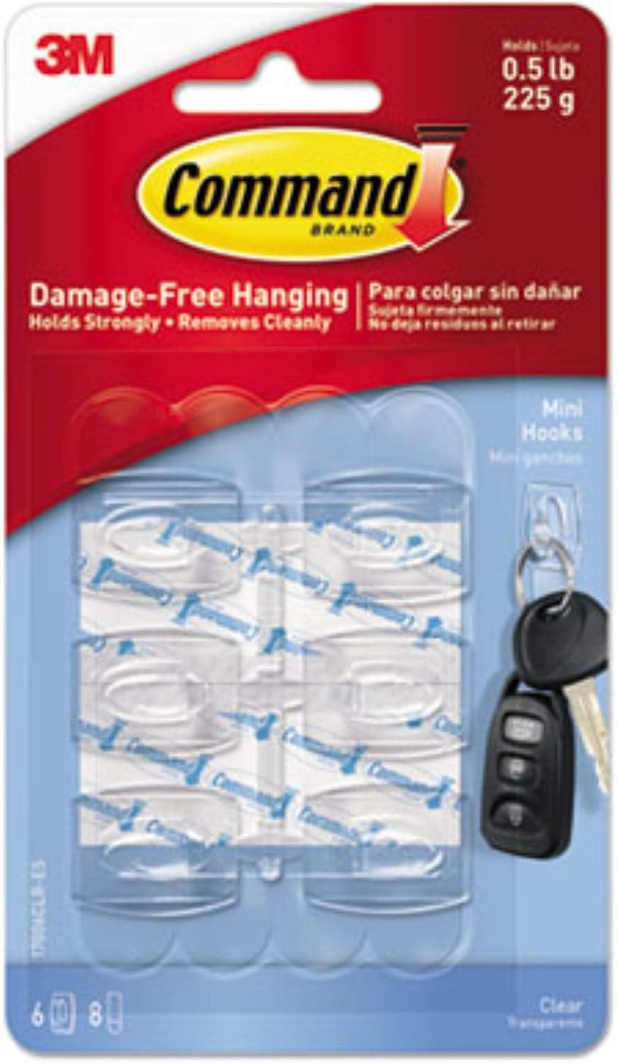 Tiras Command Mini Ganchos Transparentes 6 Uds