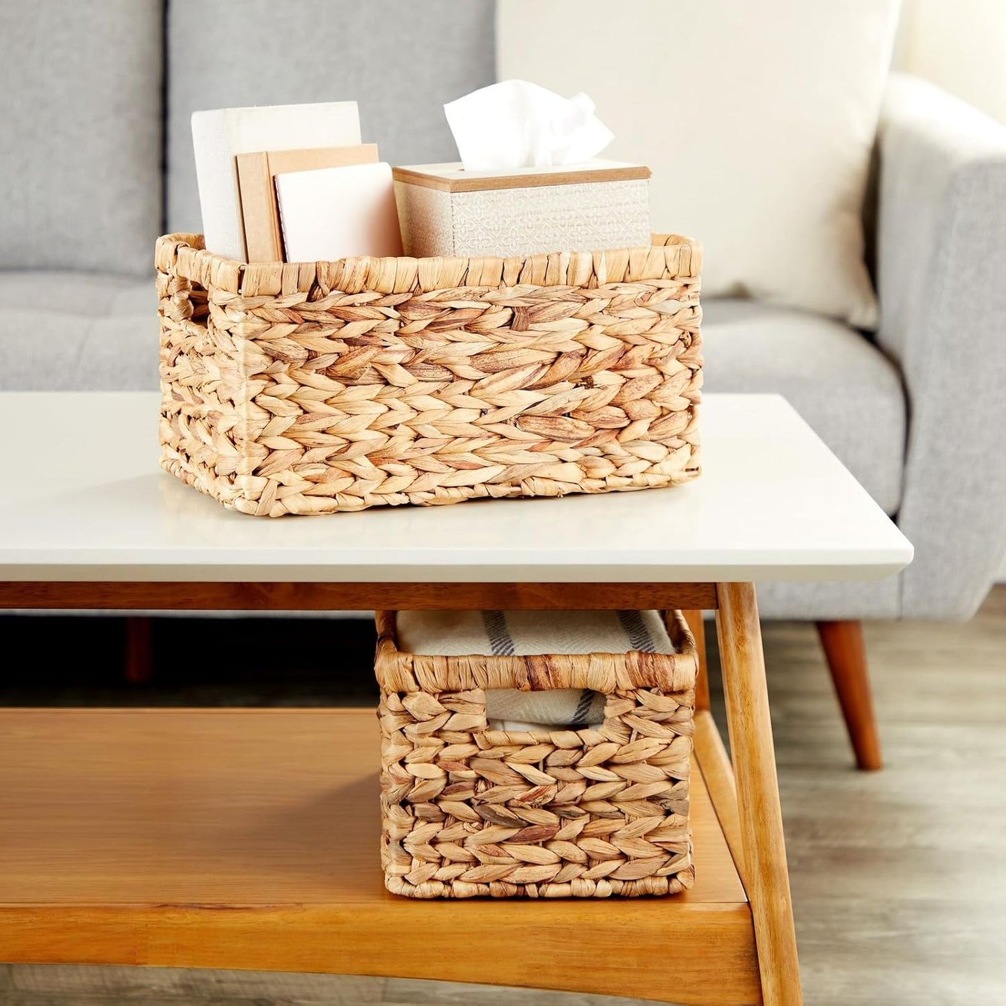 Cesta mimbre rectangular 12.7x7.5x6" set 2
