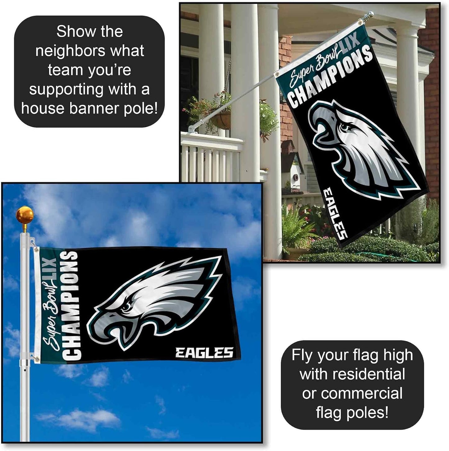 Bandera Philadelphia Eagles Super Bowl LIX 3x5ft