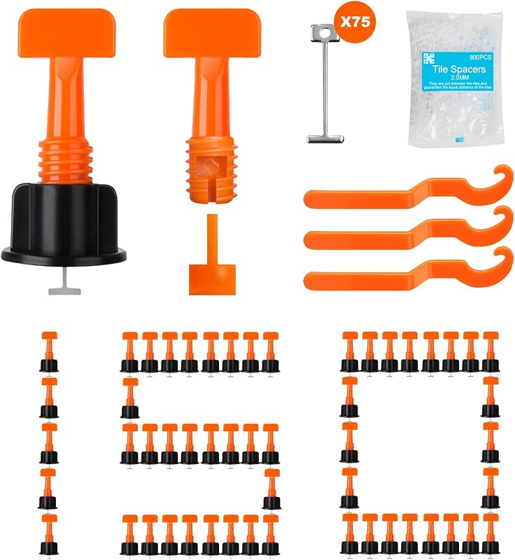 Kit nivelación azulejos 150 niveladores 1/16pulg 800 clips 75 cuñas acero