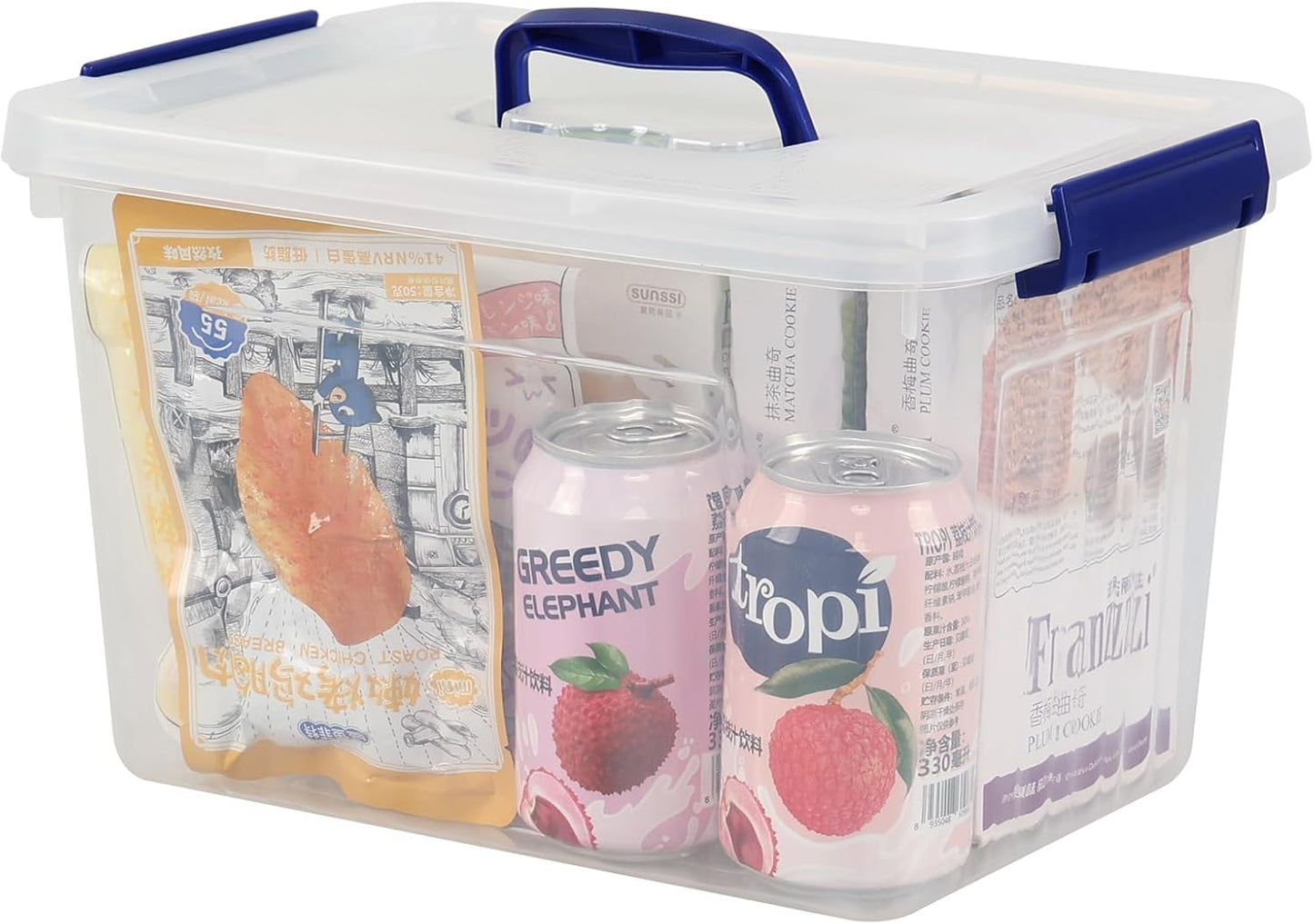 Contenedor plástico transparente 12qt con asa y cierre