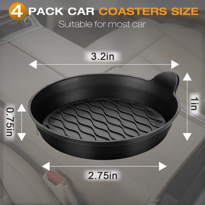 4 Pzas Posavasos Silicona Negra Auto Camión Antiderrap