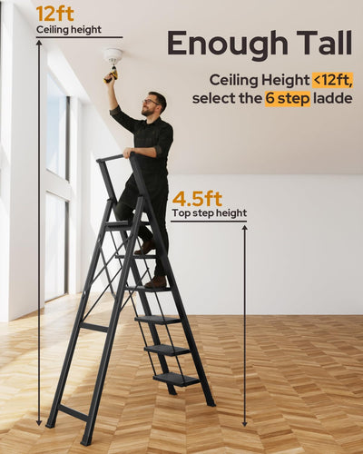 Escalera 6 escalones aluminio ligero plegable