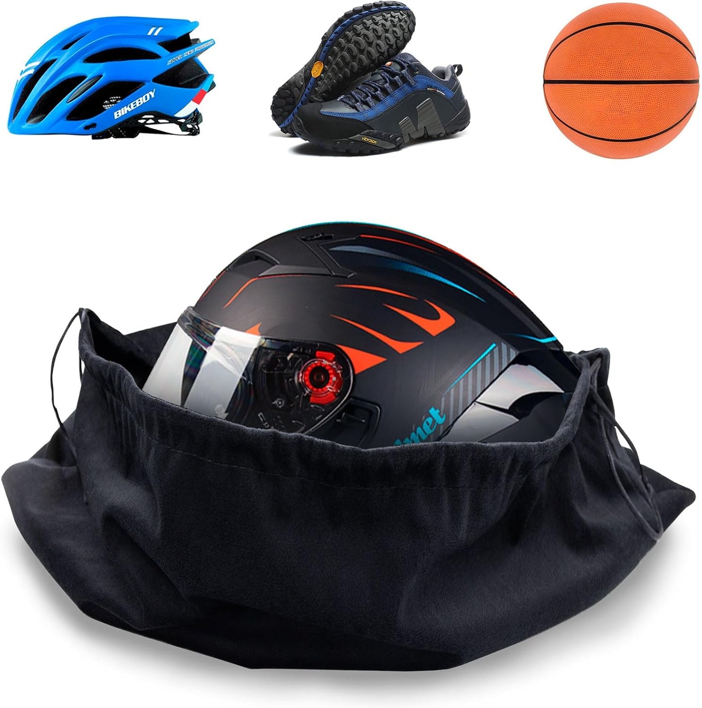 Bolsa para casco motocicleta con cordón tela velvete negro