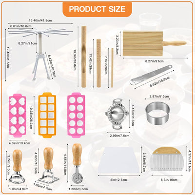 Kit 16 Pzas para hacer pasta, cortadores ravioles y rodillo